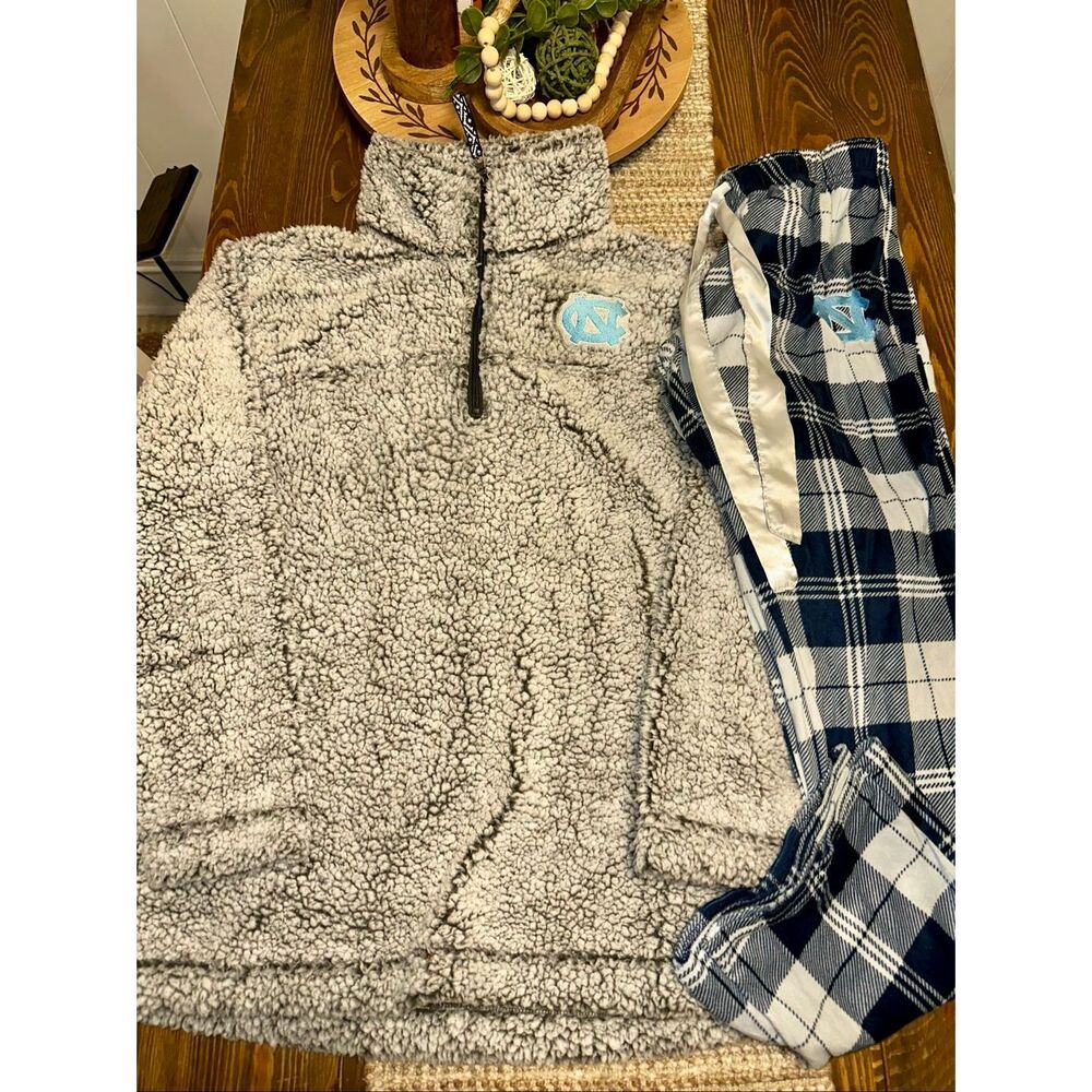 NCAA North Carolina Tarheels sherpa pullover quarter zip sweatshirt lounge pants